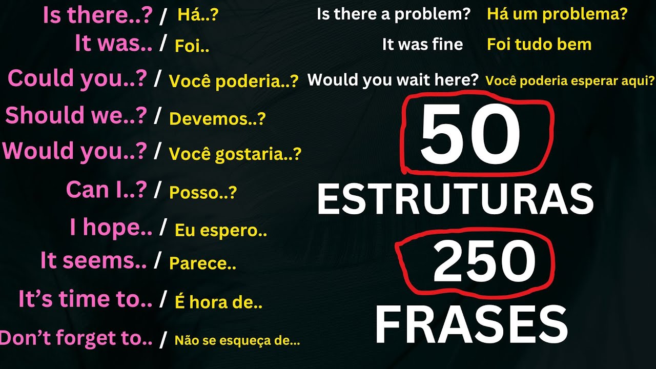 🌟 50 ESTRUTURAS e 250 FRASES EM INGLÊS QUE TODO MUNDO DEVE SABER 🎯 AULAS DE INGLES