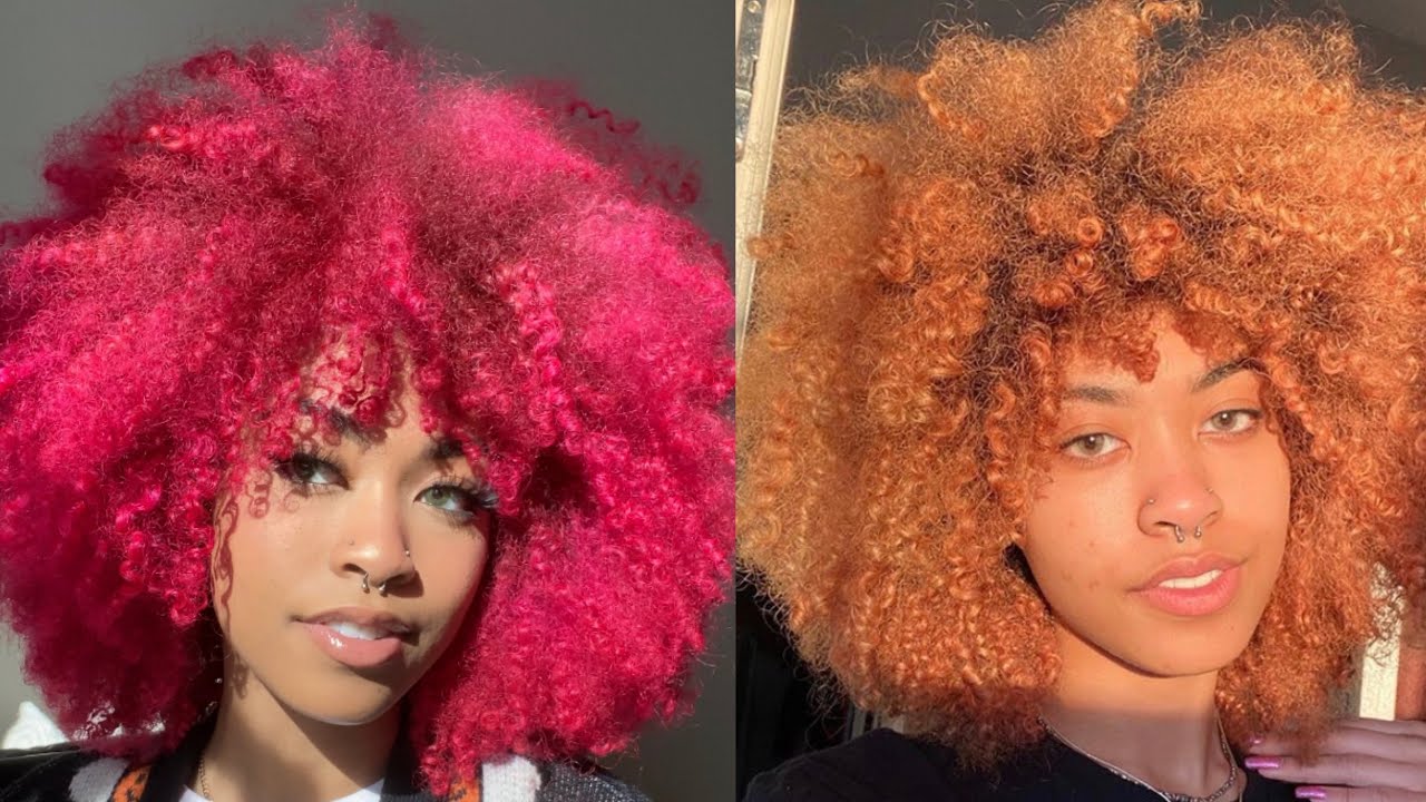 impulsively dying my curly hair pink during self quarantine lol