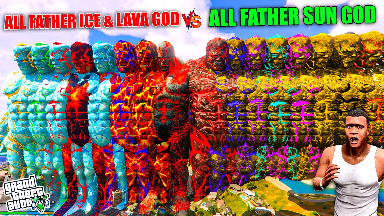 FRANKLIN STEALING ALL FATHER ICE & LAVA GOD POWERS TO TRANSFORM INTO ALL FATHER SUN GOD IN GTA 5