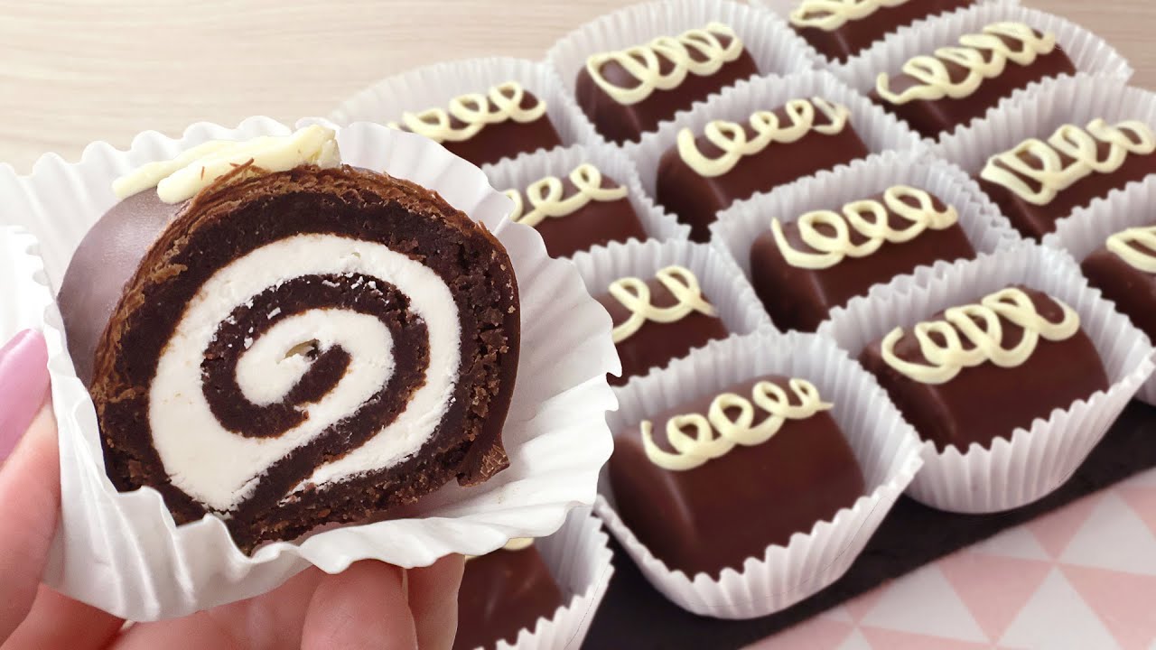 No-Bake Chocolate-Covered Roll Cakes Filled with Vanilla Buttercream
