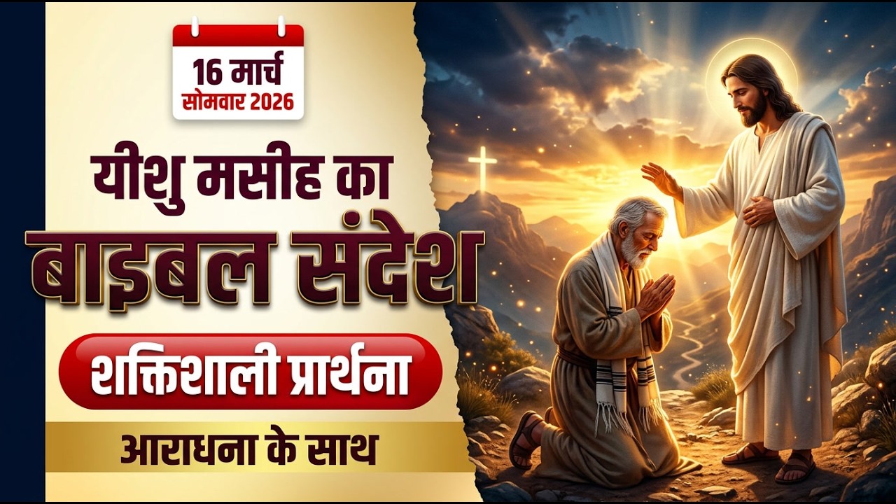 16 मार्च सोमवार 2026 | यीशु मसीह का बाइबल संदेश, शक्तिशाली प्रार्थना और आराधना | Daily Hindi Prayer
