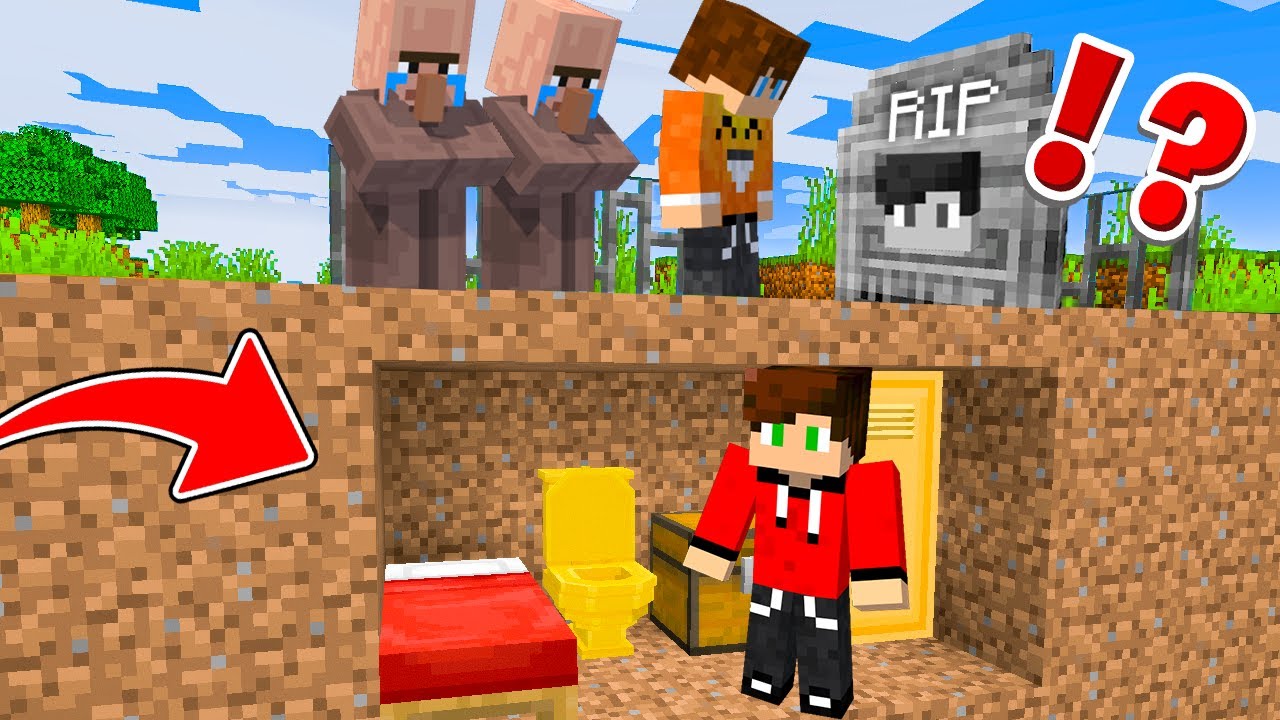 TAJNY DOM W GROBIE w Minecraft! UDAJE ŻE NIE ŻYJE!