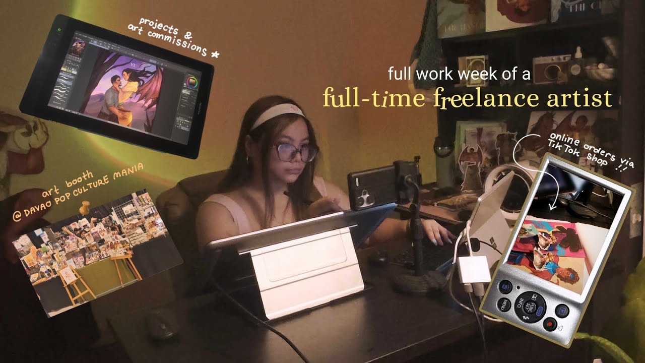 full-time freelance artist work week vlog 🇵🇭🖌️🃏| commissions, art booth, online shop & some advice 🌀