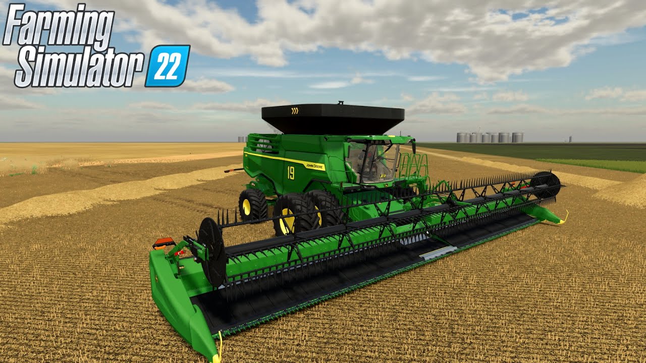 JOHN DEERE X9 1100 CHIP Combine Harvesting On A Large Field Farming Simulator 22