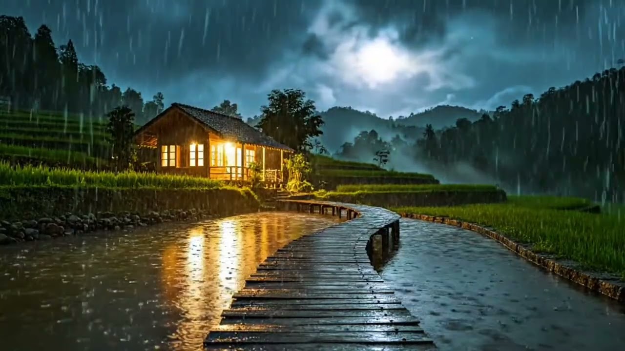 🌧 Calming Rain in a Quiet Dark Bedroom | Peaceful Rain Sounds for Deep Sleep & Relaxation