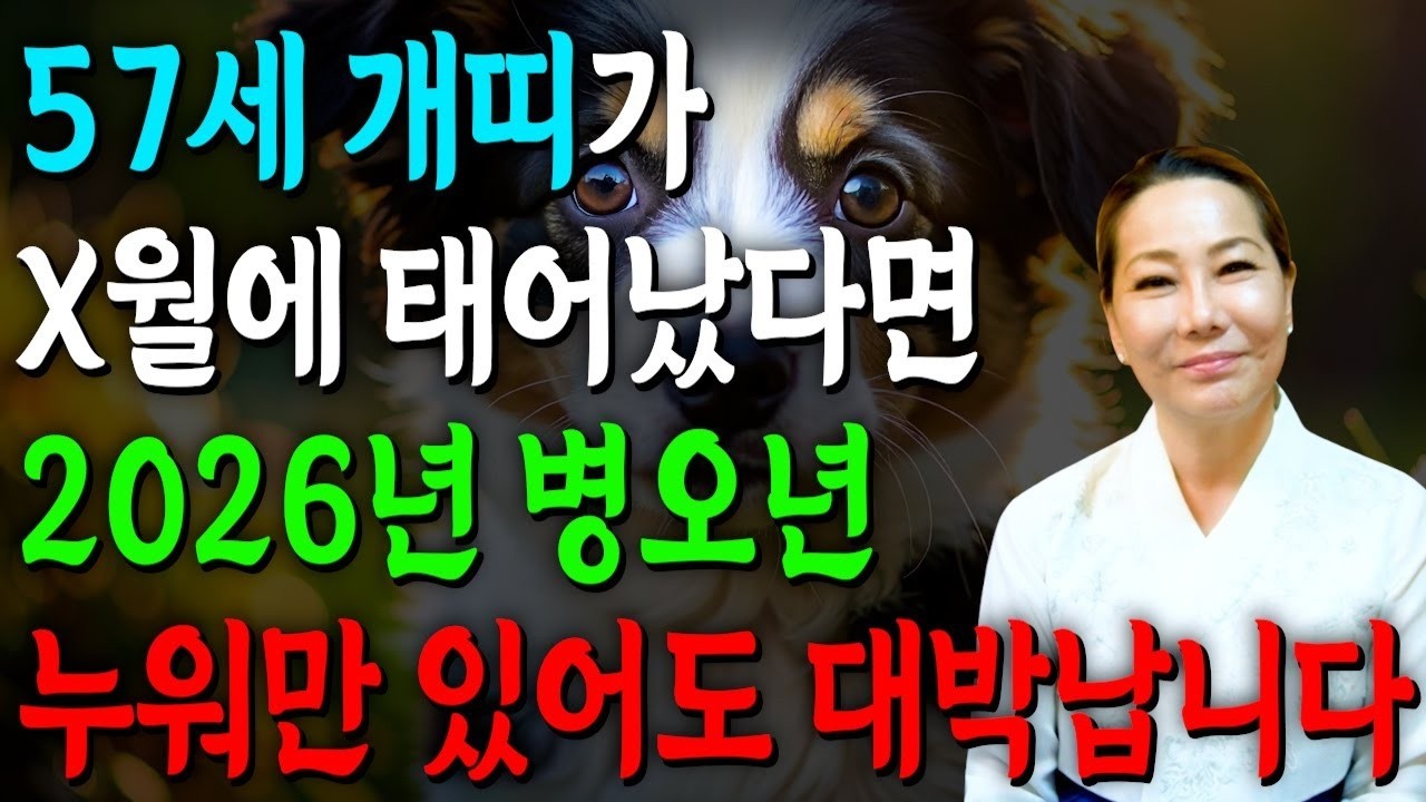 2026년 1970년생 개띠 운세 57세 인생 대운 폭발 금전·귀인·문서운 상승