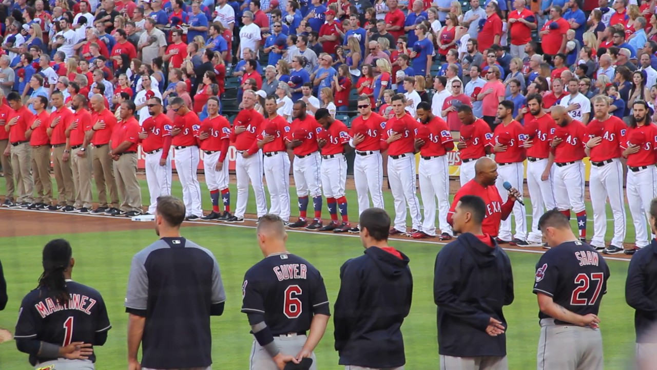 2017 Texas Rangers Opening Day, Tony Beasley sings national anthem
