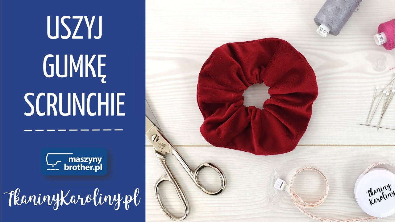 Scrunchie Gumka Frotka Tutorial DIY Tkaniny Karoliny