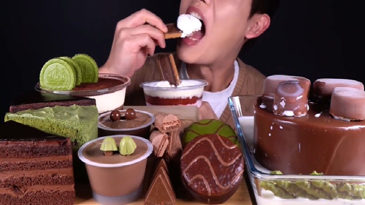 ASMR MUKBANG CHOCOLATE PARTY   Chocolate Cake, Ice Cream, Cookies & Tiramisu