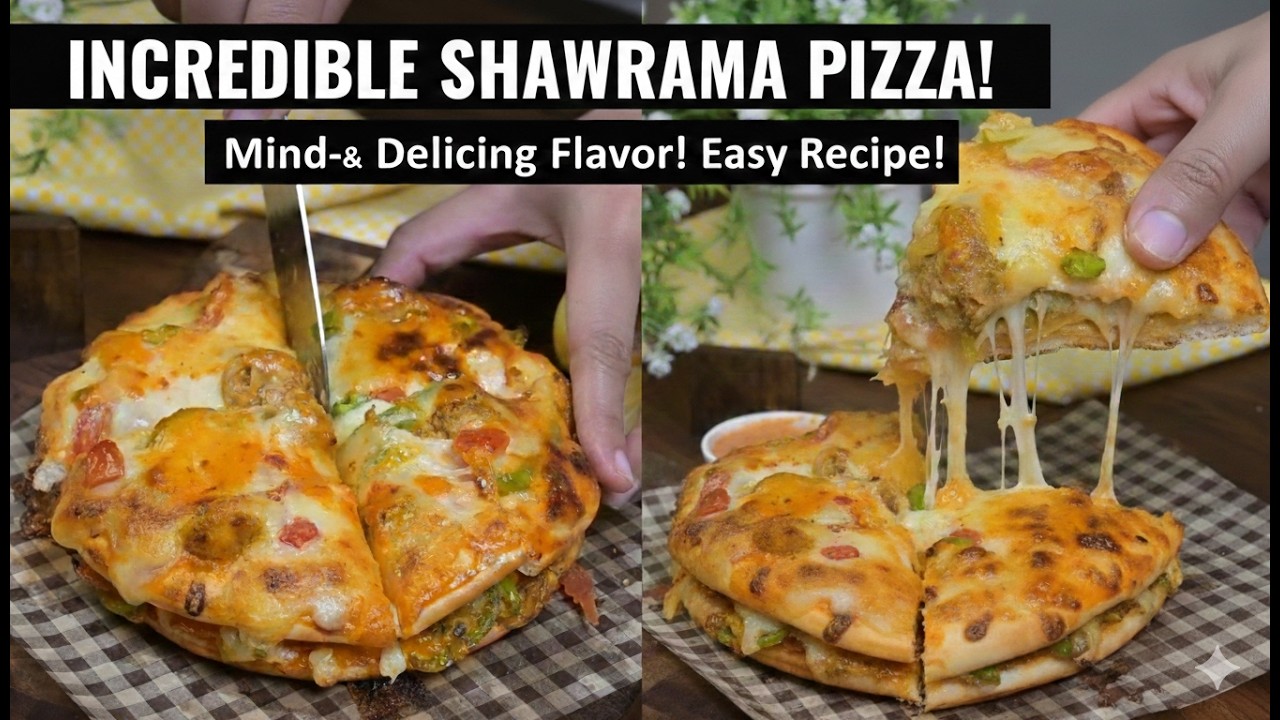 Chicken Shawarma Pizza Make At Home Easily Quick Yummy Recipe By kitchen cafe