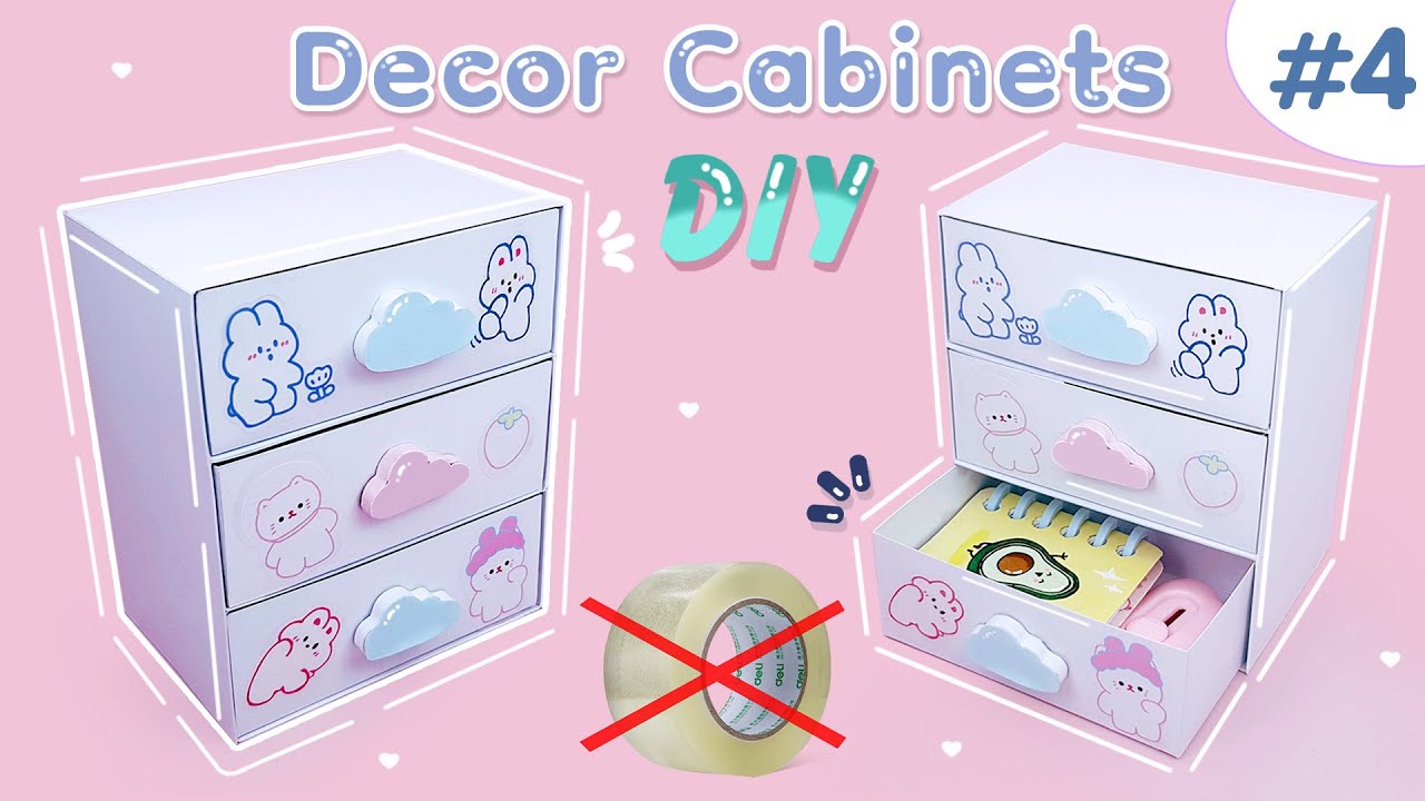 [Quyensachnho] Cách làm tủ Decor bàn học 3 ngăn mini | K băng dính/ DIY 3 mini drawers Decor cabinet