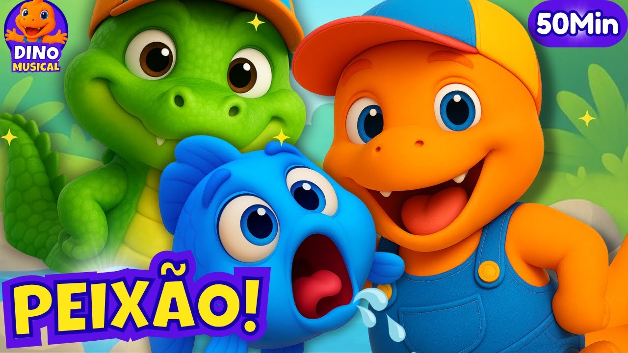 🤣🐟 PEIXÃO ENGRAÇADO! Dino e Jacalito na Lagoa Divertida | +50 Minutos de Música Infantil 🦖🎶