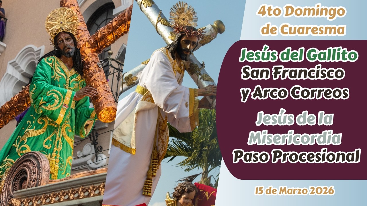 Paso Procesión Jesús Redentor del Mundo por el Templo de San Francisco y Arco de Correos