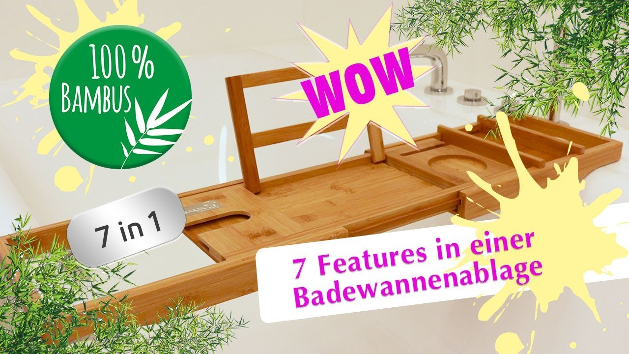 NEU Bambus Badewannenablage/Badewannenbrett &ndash; ganze 7 FEATURES in 1