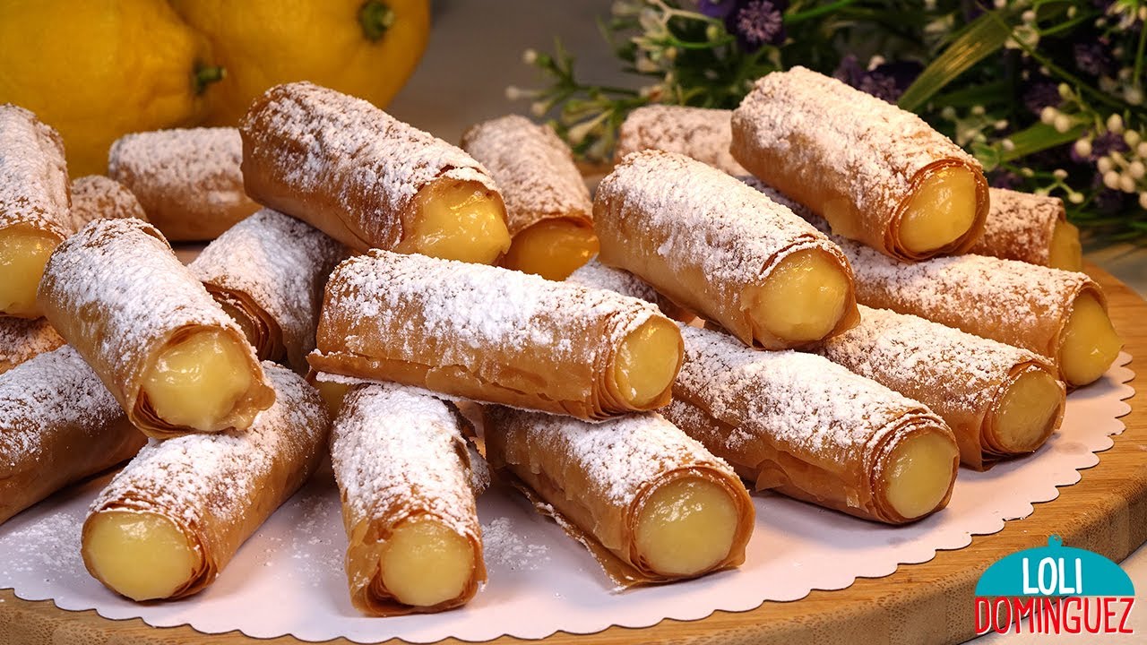 CANUTILLOS RELLENOS CON CREMA DE LIMÓN. Receta deliciosa fácil y rápida de hacer y queda crujiente
