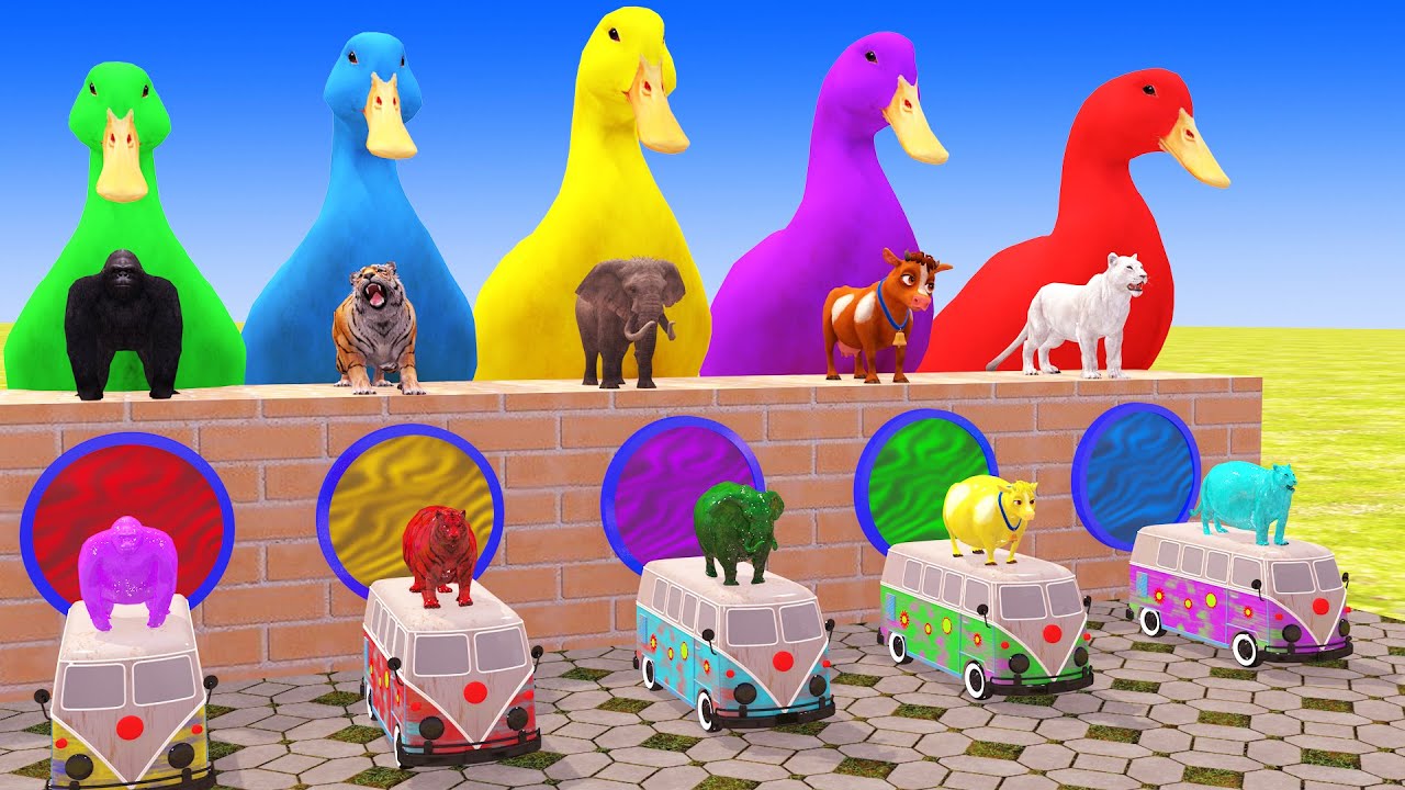 Long Slide Game With Cow Elephant Gorilla Hippopotamus Tiger 3d Animal Game Funny 3d Animals