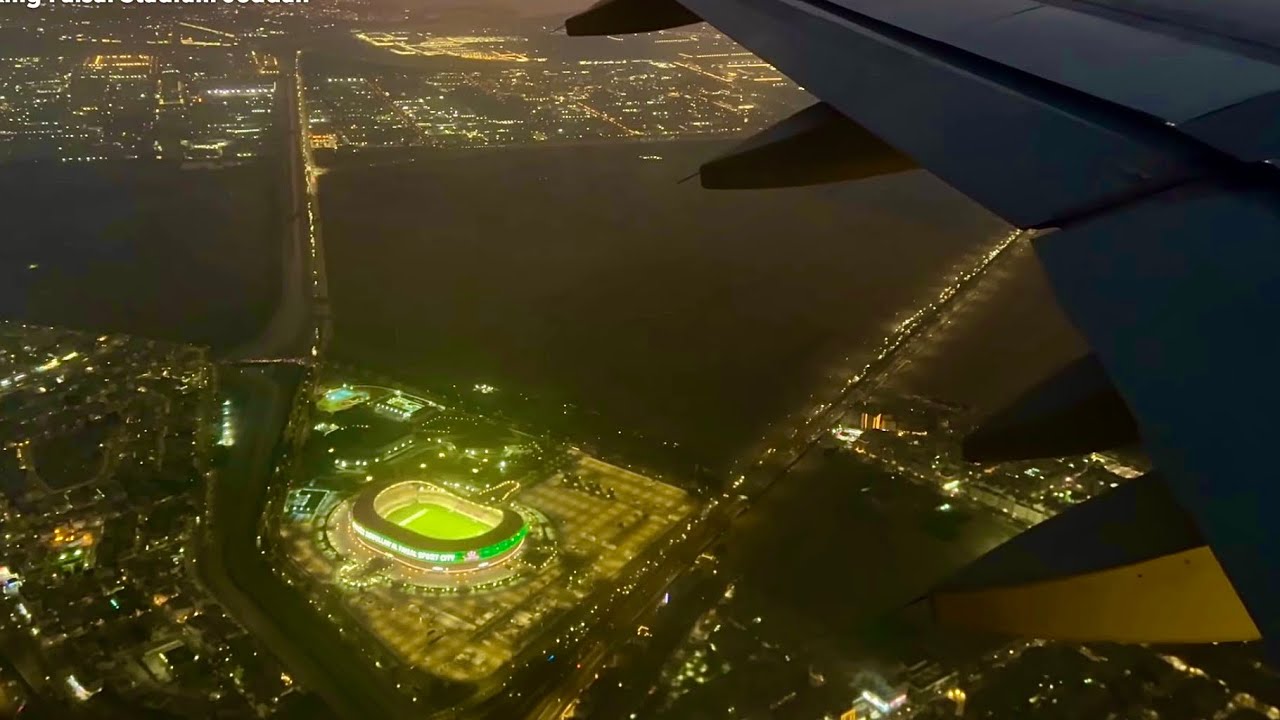 A320 Landing in Jeddah at Twilight Stunning Views | هبوط طائرة A320 في جدة وقت الغروب مناظر خلابة