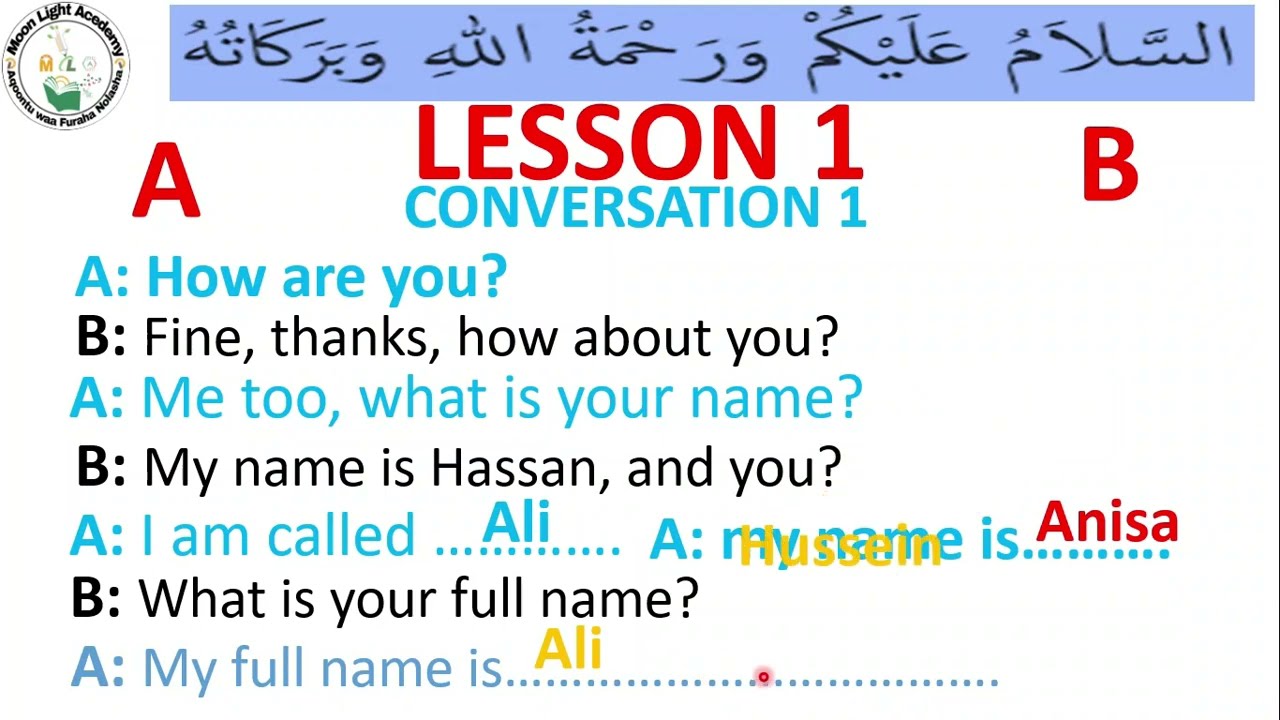 barashada luuqada Englishka wadasheekeysigii 1aad( conversation 1) @mwalimukiswahili.