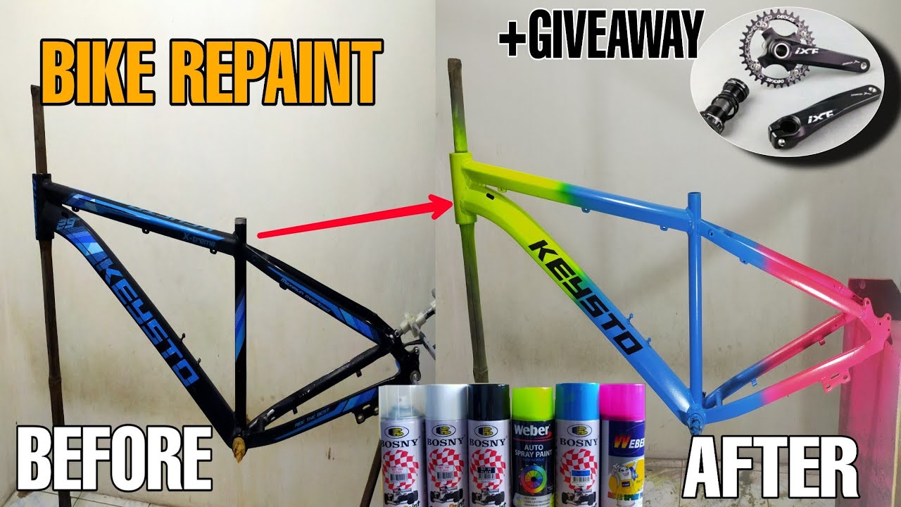 BIKE REPAINT WITH DECALS | BIKE REPAINT USING BOSNY | HOW TO PAINT MTB FRAME