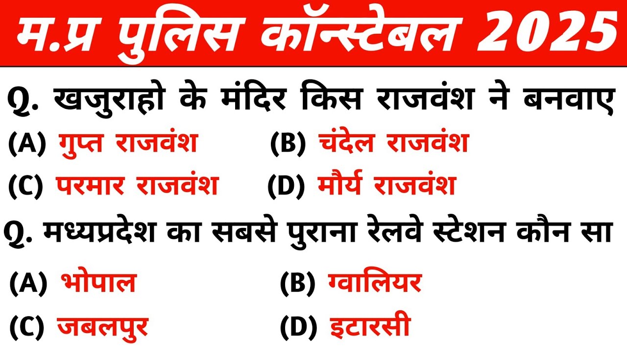 Top 50 GK Questions 2025 | MP History GK in Hindi | Exam Preparation MPPSC | इतिहास सामान्य ज्ञान   