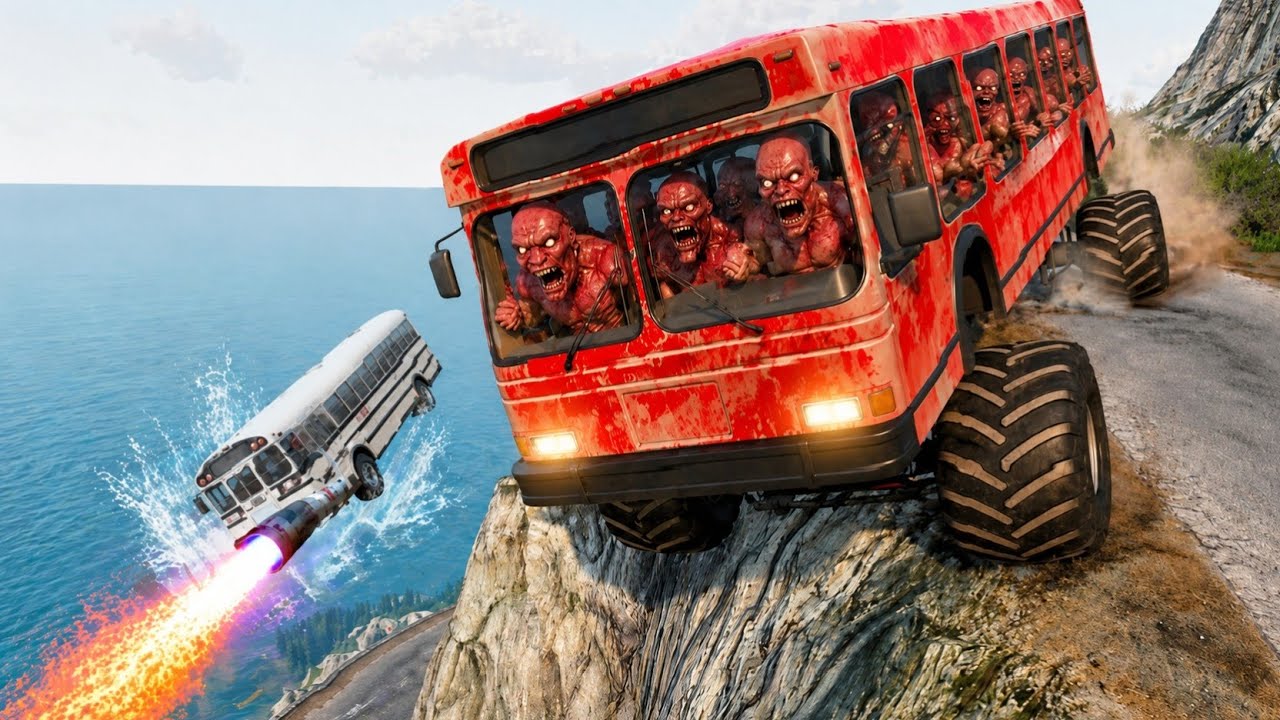 FULL LOADED MONSTER ZOMBIES BUS ATTACK ON SCHOOL BUS 😱 | BeamNG.drive #257