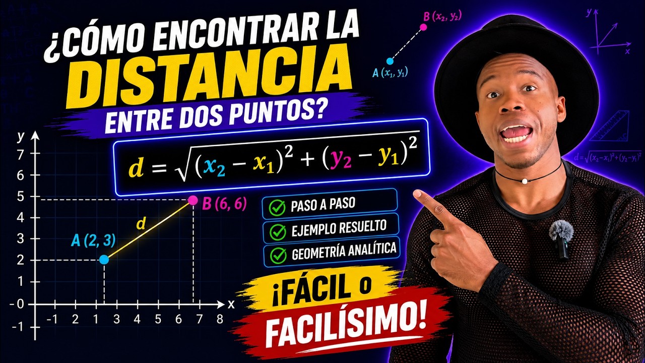 ¿Cómo encontrar la distancia entre dos puntos? | Geometría analítica | Fácil o facilísimo