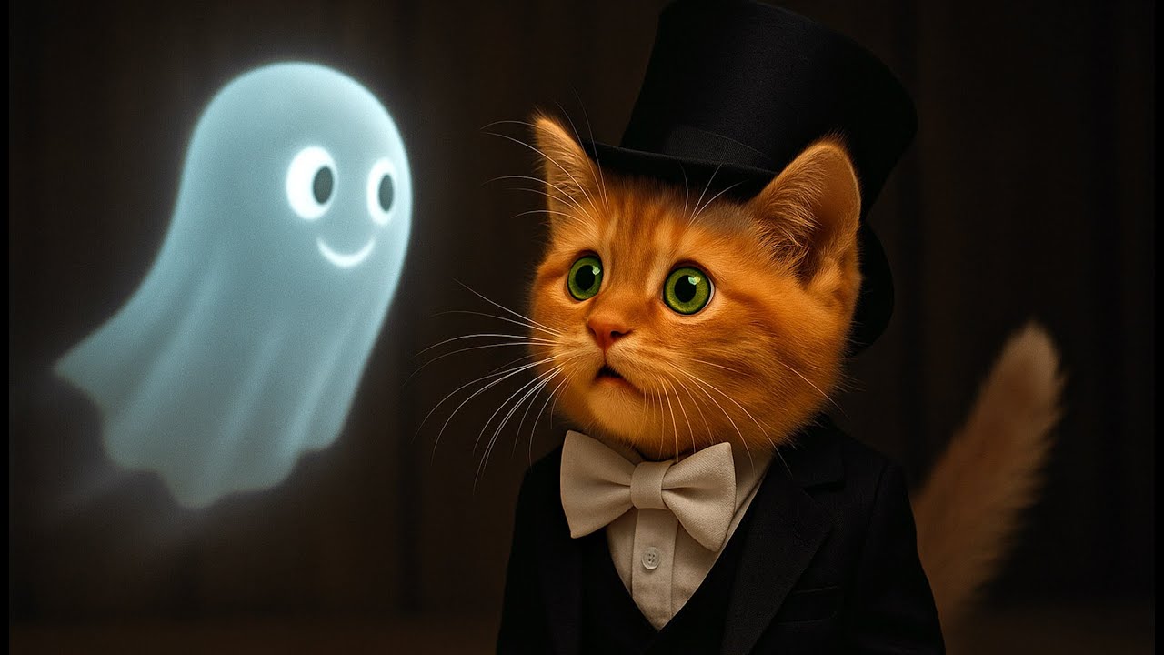 👻 Gingy Cat and The Haunted House: A Halloween Silent Film with Ghosts and Giggles 🎬🎃