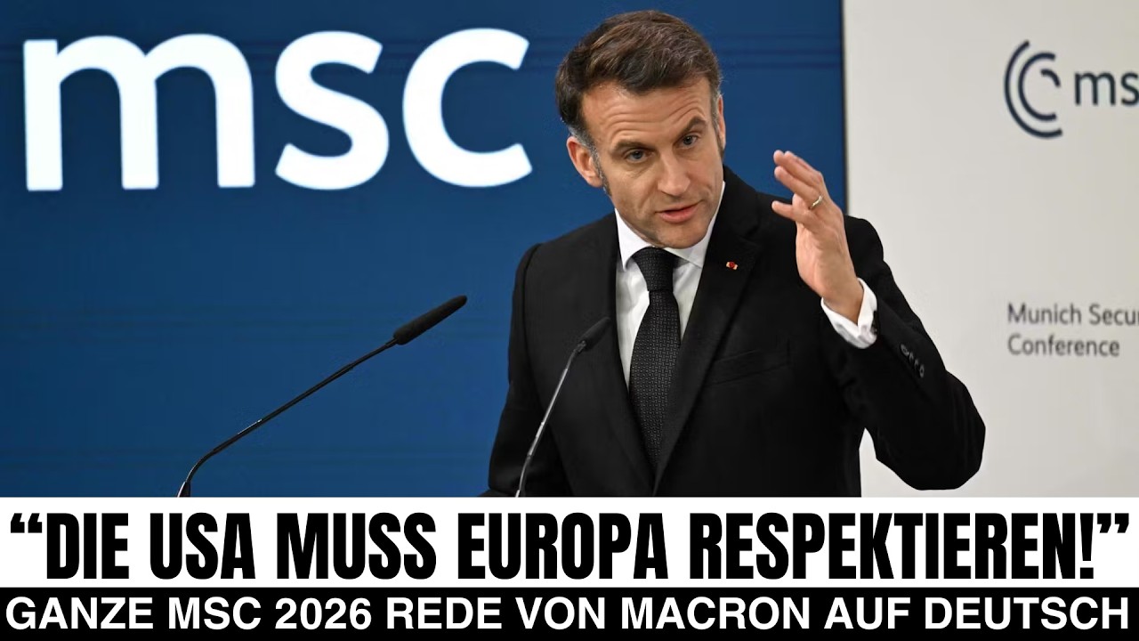 Macron teilt gegen Trump aus: „Unbegruendete Tarife? Nein danke!“ - Ganze MSC 2026 Rede auf Deutsch!