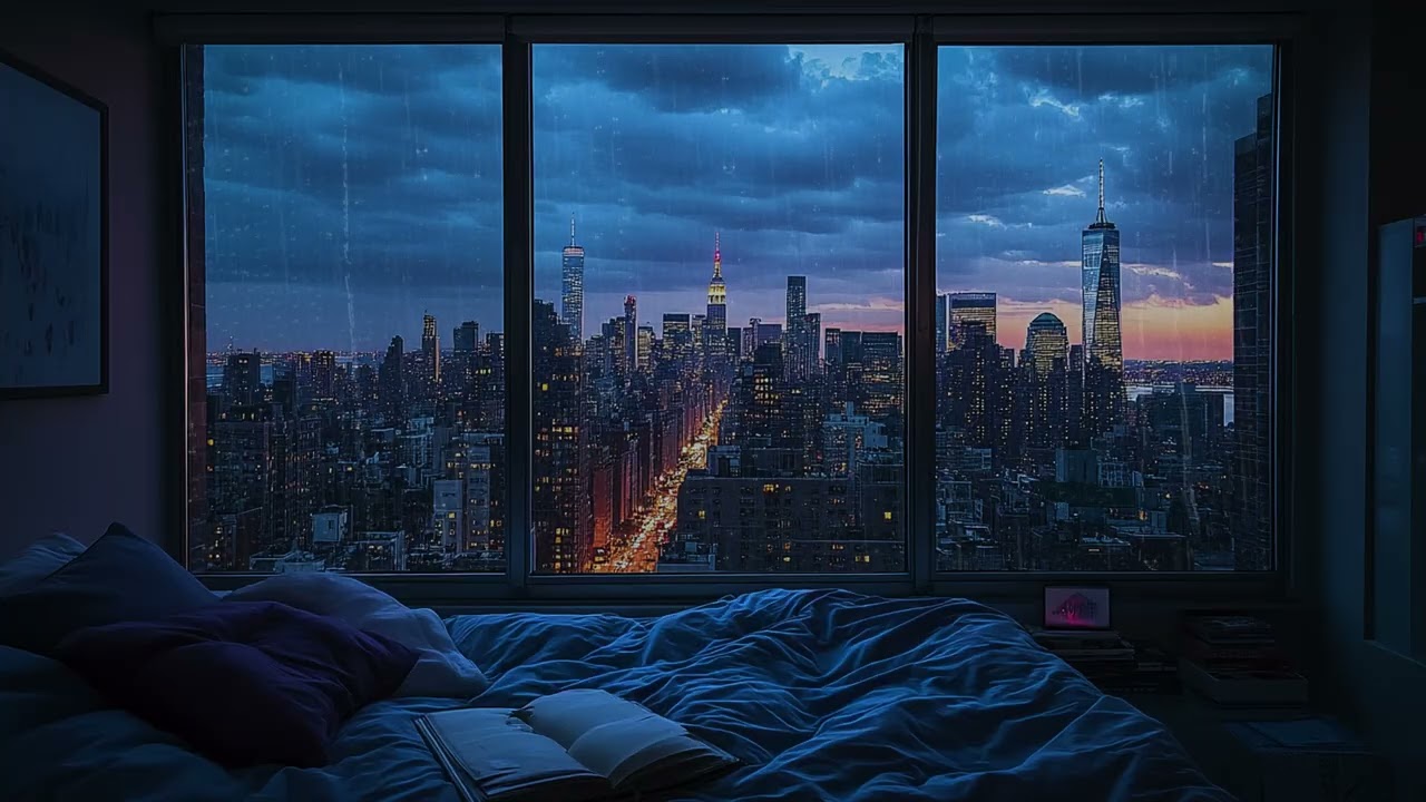 Evening Blue Hour Rain 🌧️ Cozy Backyard Ambience for Peaceful Sleep Nights