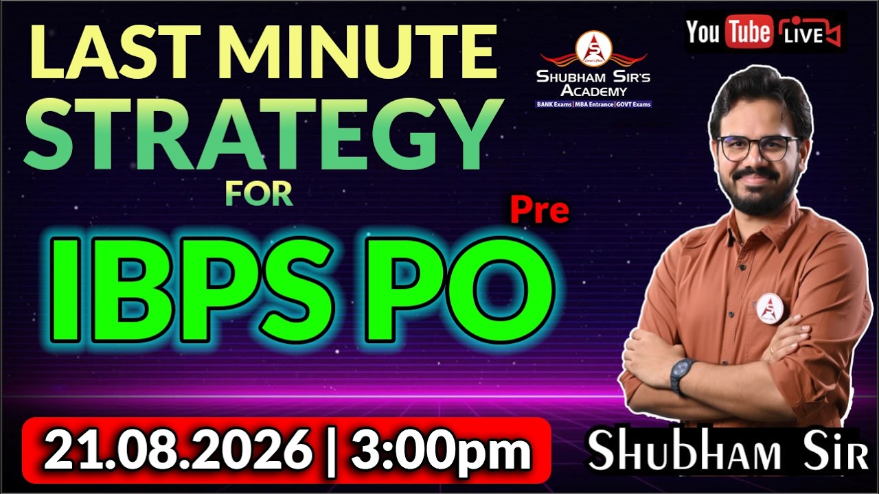LAST MINUTE STRATEGY: IBPS PO 2026 PRE #ssa #shubhamsir #ibps #ibpspo #ibpsexams #prelims #strategy