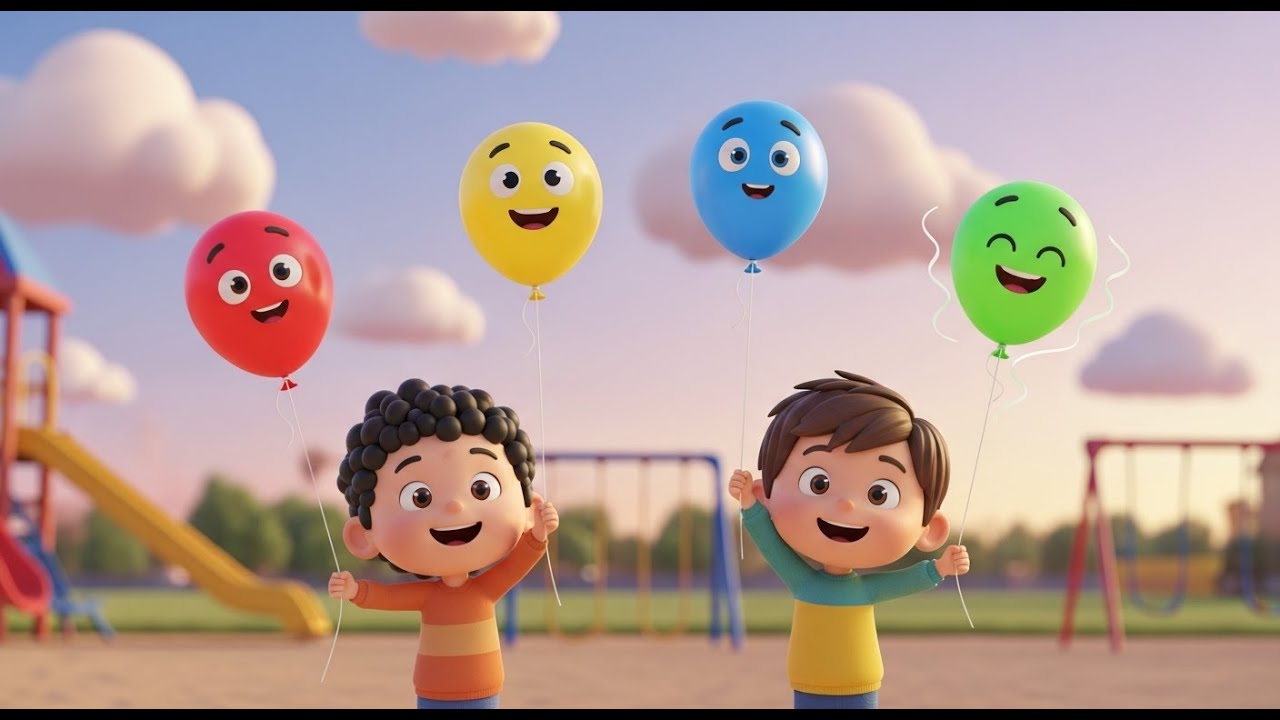 Four Little Toy Toy Balloons Float Float | Learning Colors & Counting for Kids