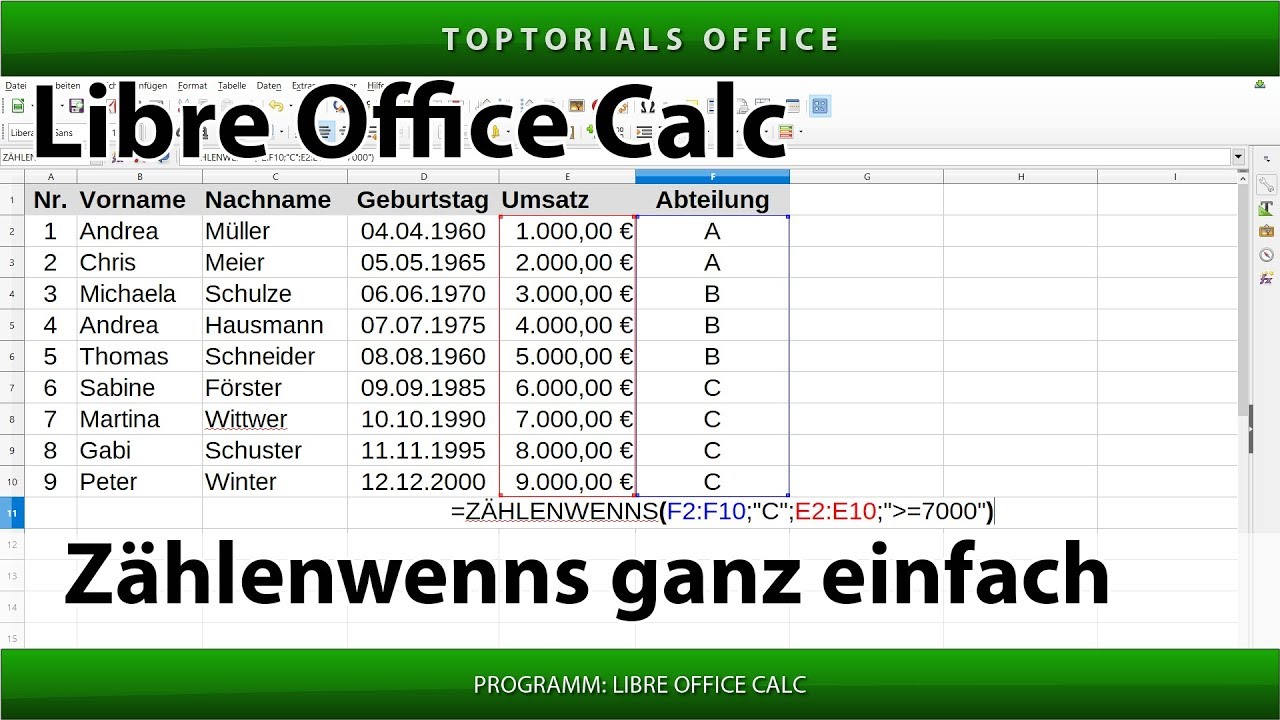 Zählenwenns ganz einfach (LibreOffice Calc)