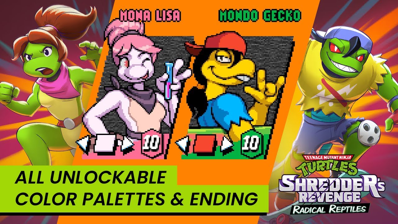 NEW DLC - ALL UNLOCKABLE COLOR PALETTES & ENDING | TMNT SHREDDER'S REVENGE : RADICAL REPTILES