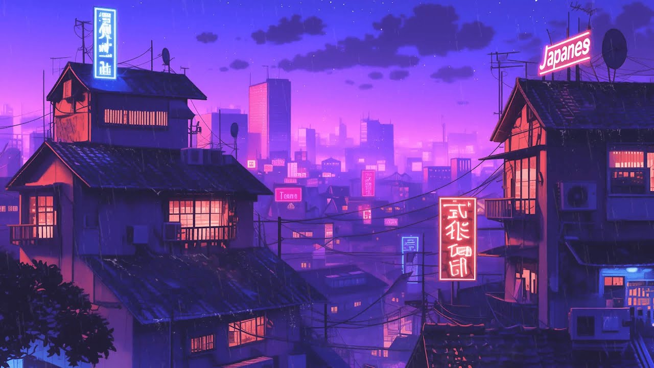 1980s & 90s Lofi Hip Hop Beats ⏳ Nostalgic Vibes & Retro Japanese Town Ambience 🌆 Lofi Rain Playlist