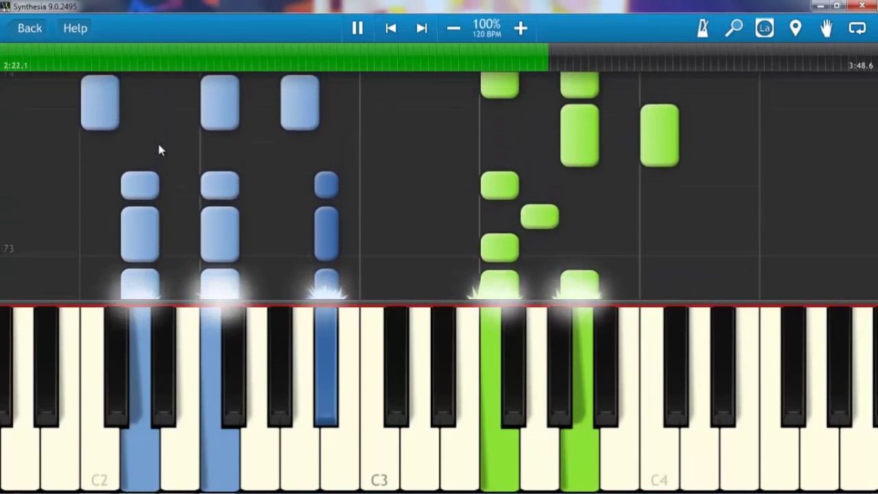 Coldplay   The Scientist   piano tutorial piano lesson Synthesia 100% speed