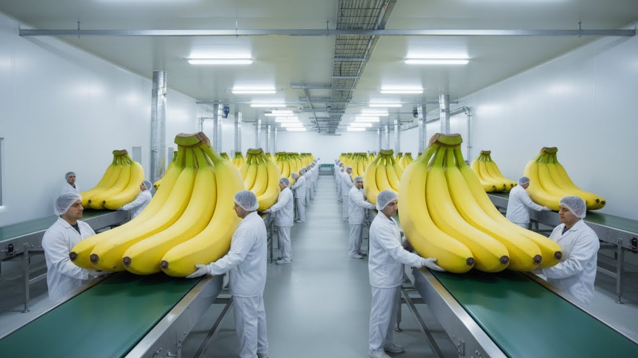 🍌Dentro de la Fábrica Gigante de Plátanos Deshidratados  500 Toneladas al Día  Satisfying🍌