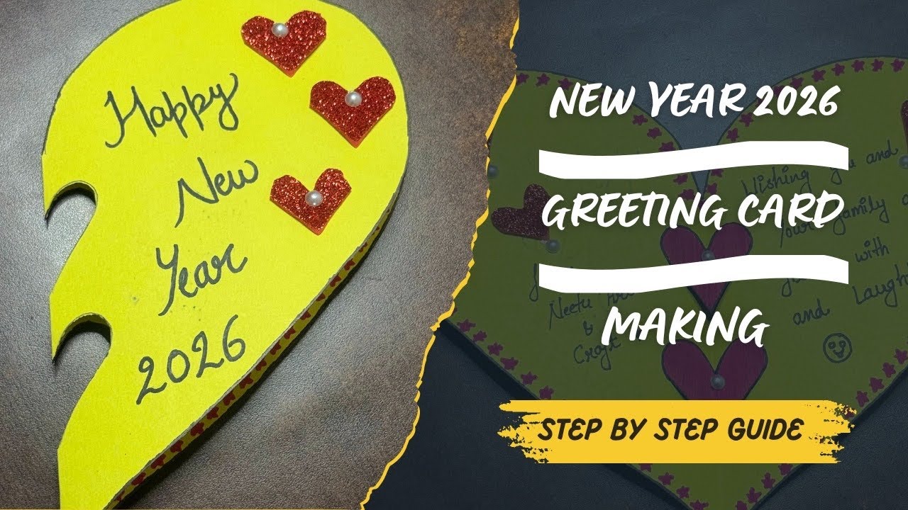 New Year 2026 Greeting Card Making | Easy DIY Card Step by Step at Home