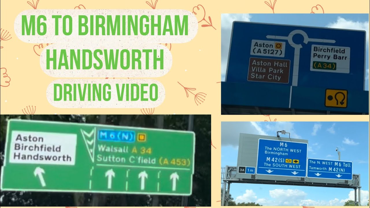 M6 to Birmingham Handsworth Park driving video 