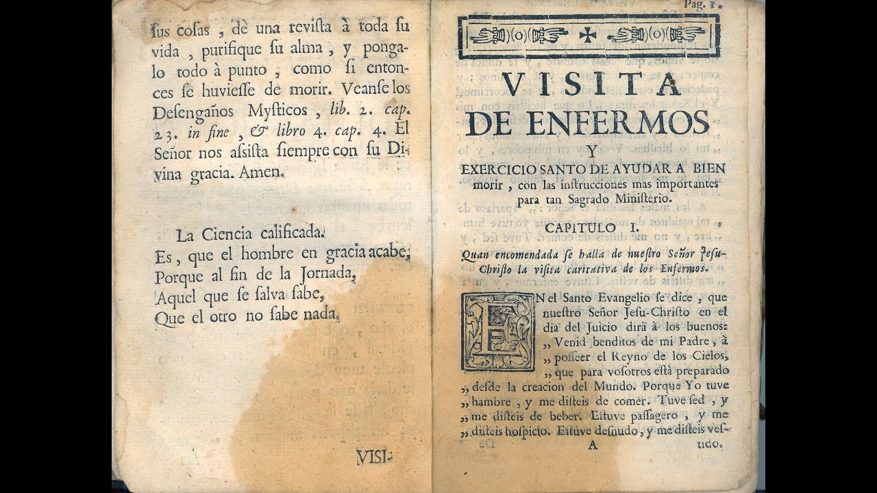 VISITA DE ENFERMOS Y EJERCICIO SANTO PARA AYUDAR A BIEN MORIR.1722. Programa de radio