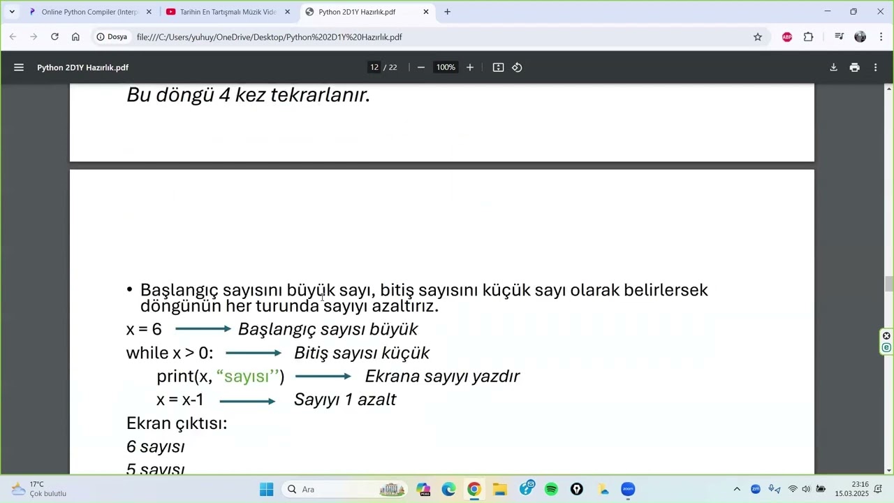 Python while döngüsü