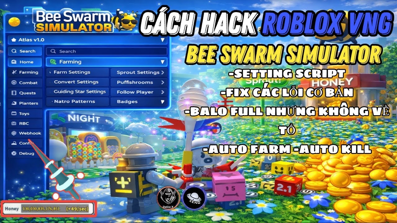 🐝 NEW FIX LỖI BEE SWARM SIMULATOR SCRIPT-SETTING ATLAS AUTO FARM +AUTO KILL FIX LỖI BALO -MOBILE/PC