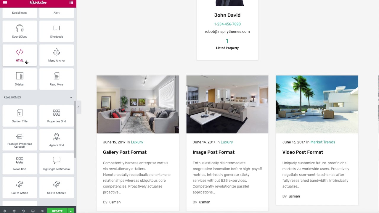 Adding Modern News/Posts Grid Using Elementor - RealHomes WordPress Real Estate Theme
