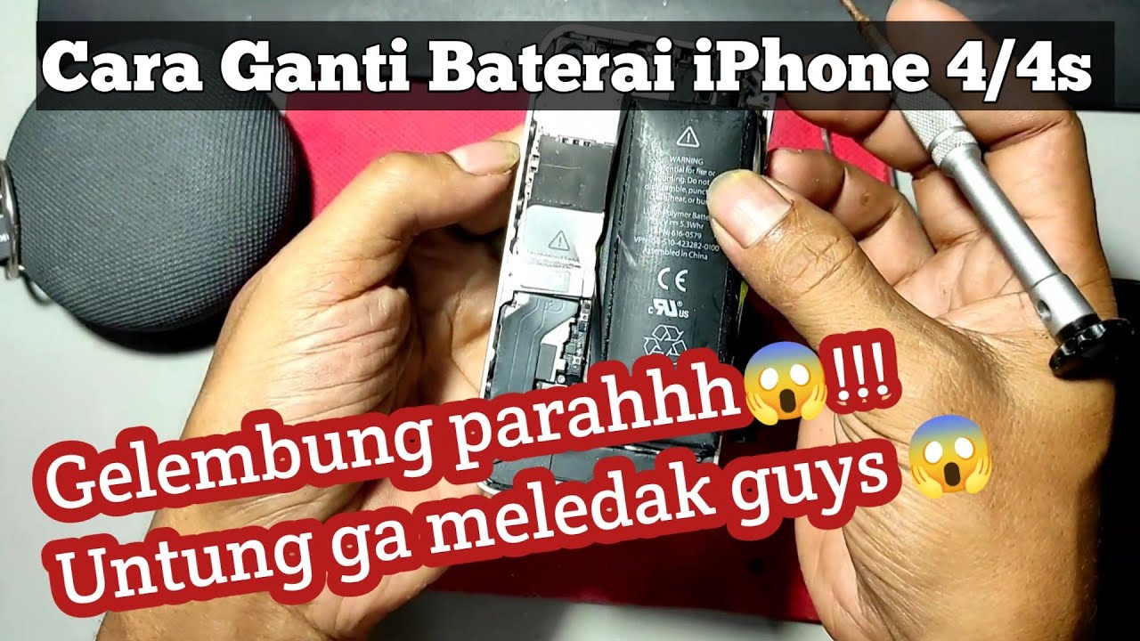cara ganti baterai iPhone 4/4s || Gelembung Parahhhh😱😱😱