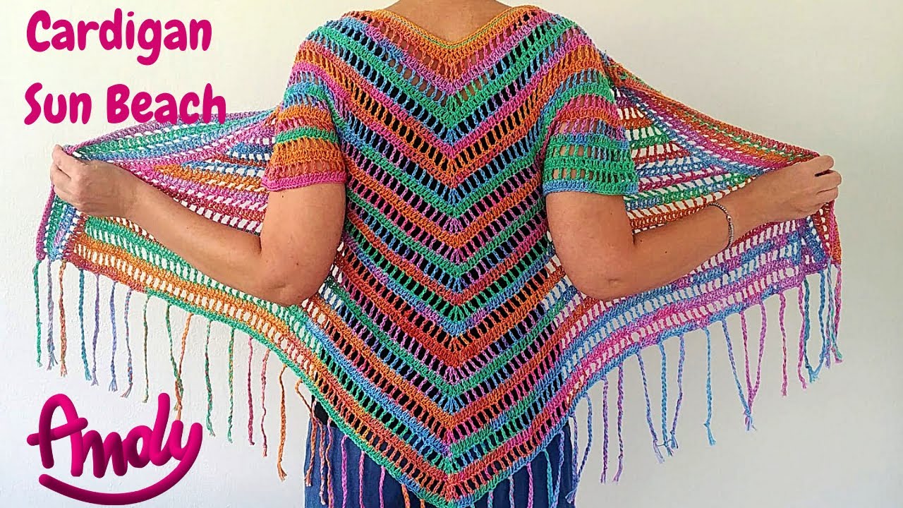 TUTORIAL Cardigan Multicolor Sun Beach Uncinetto Facile Andy Handmade