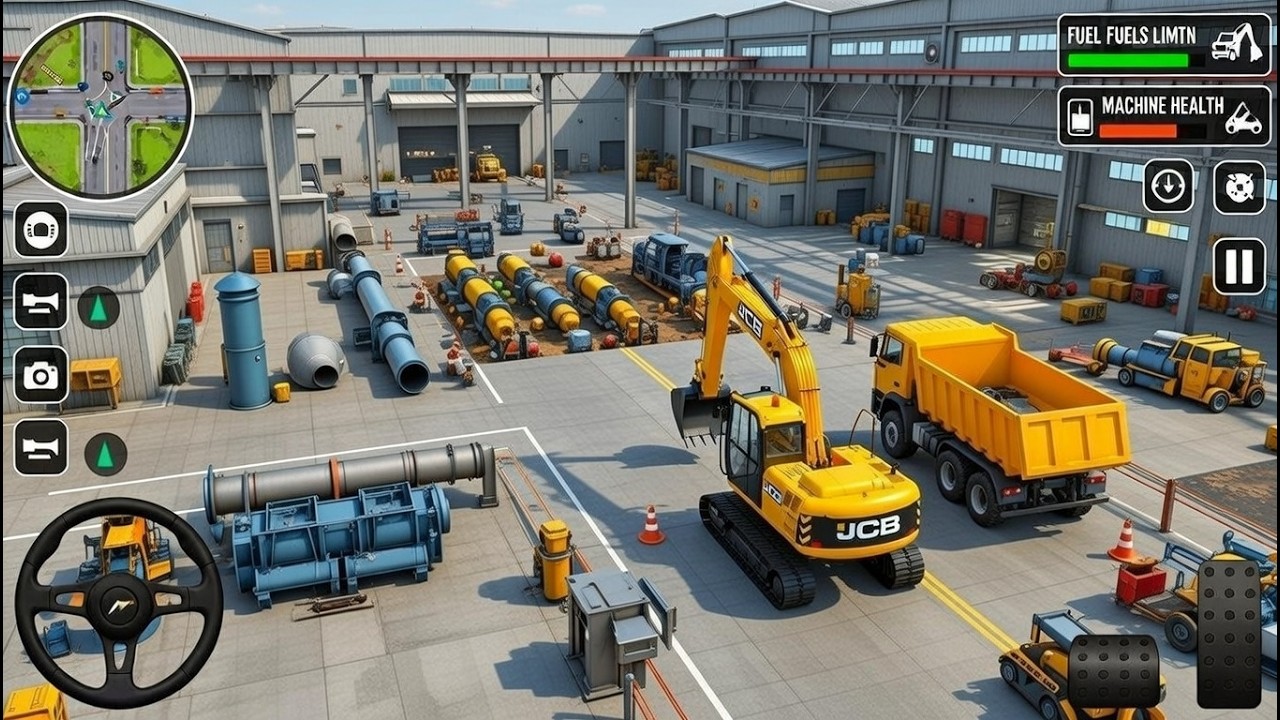 JCB Heavy Excavator Loading Pipes & Dumping | Fuel Limit Construction Simulator Mobile