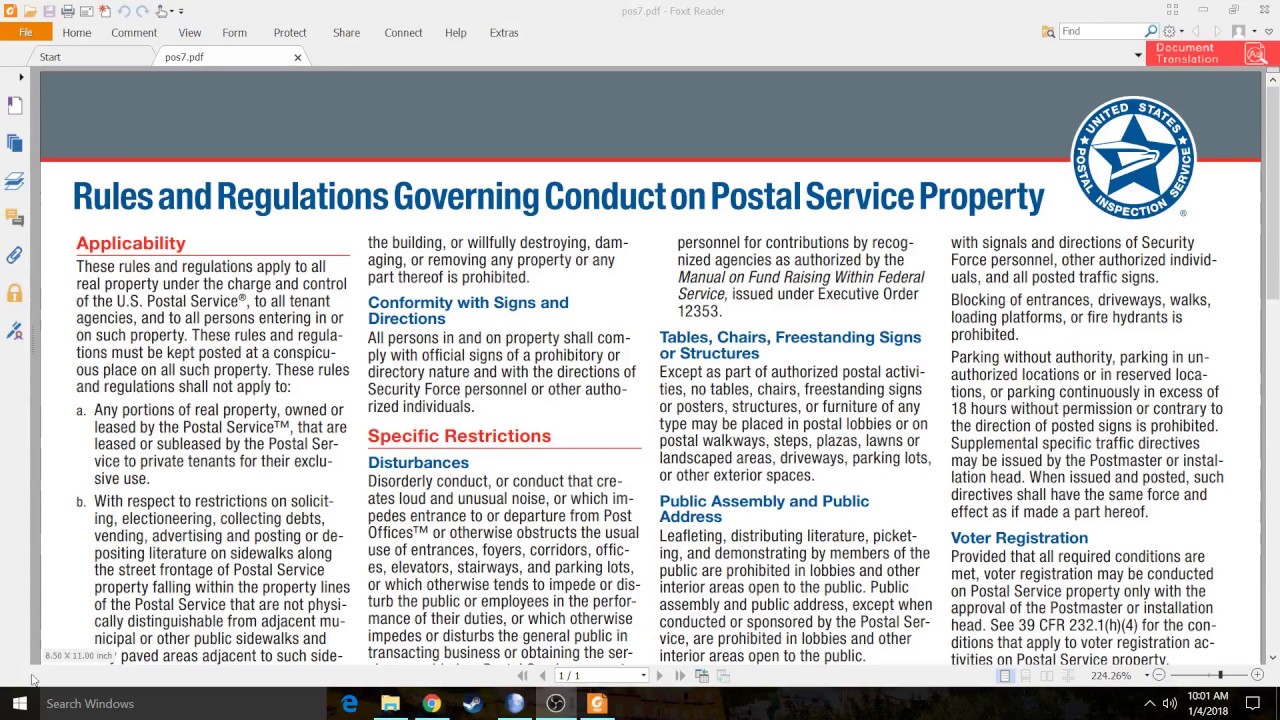 The right to film inside the USPS