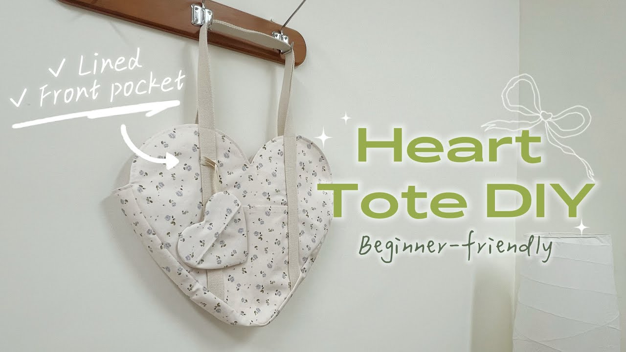 How to Sew a Heart Tote Bag with Lining | Easy DIY | cutnsewsimply