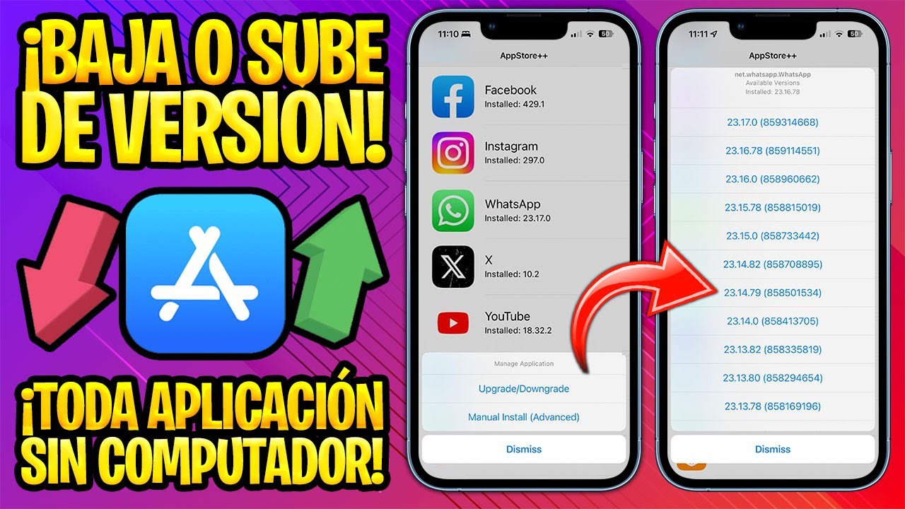 TUTORIAL SIN JAILBREAK Y GRATIS ✅ BAJAR/SUBIR DE VERSIÓN LAS APLICACIONES DEL APPSTORE (AppStore++)
