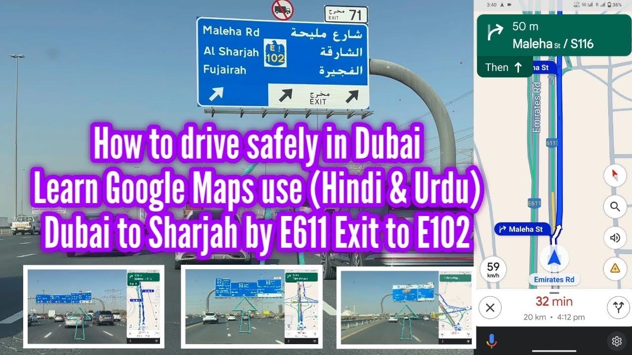 Driving from Dubai to Sharjah: E611 to E102 Route (Google Maps Guide)
