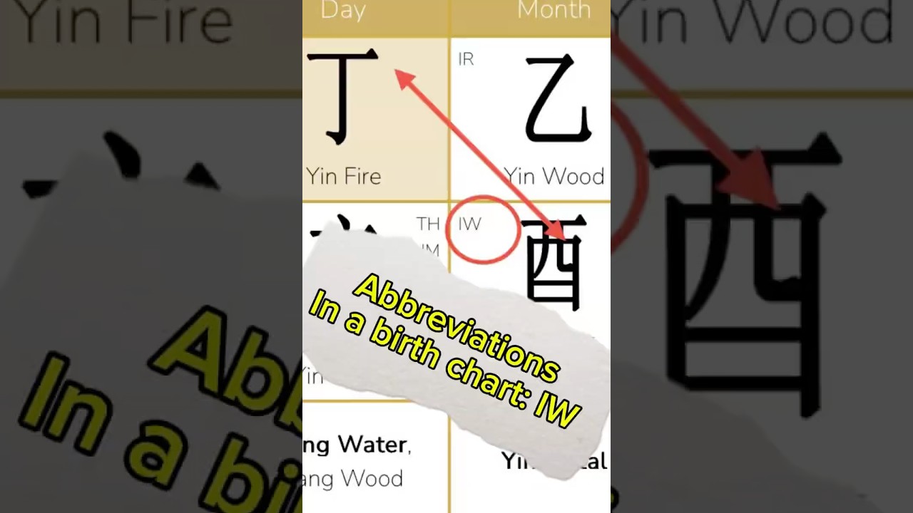 Abbreviations in a Chinese Astrology  BaZi birth chart: profiles&structures: Indirect Wealth